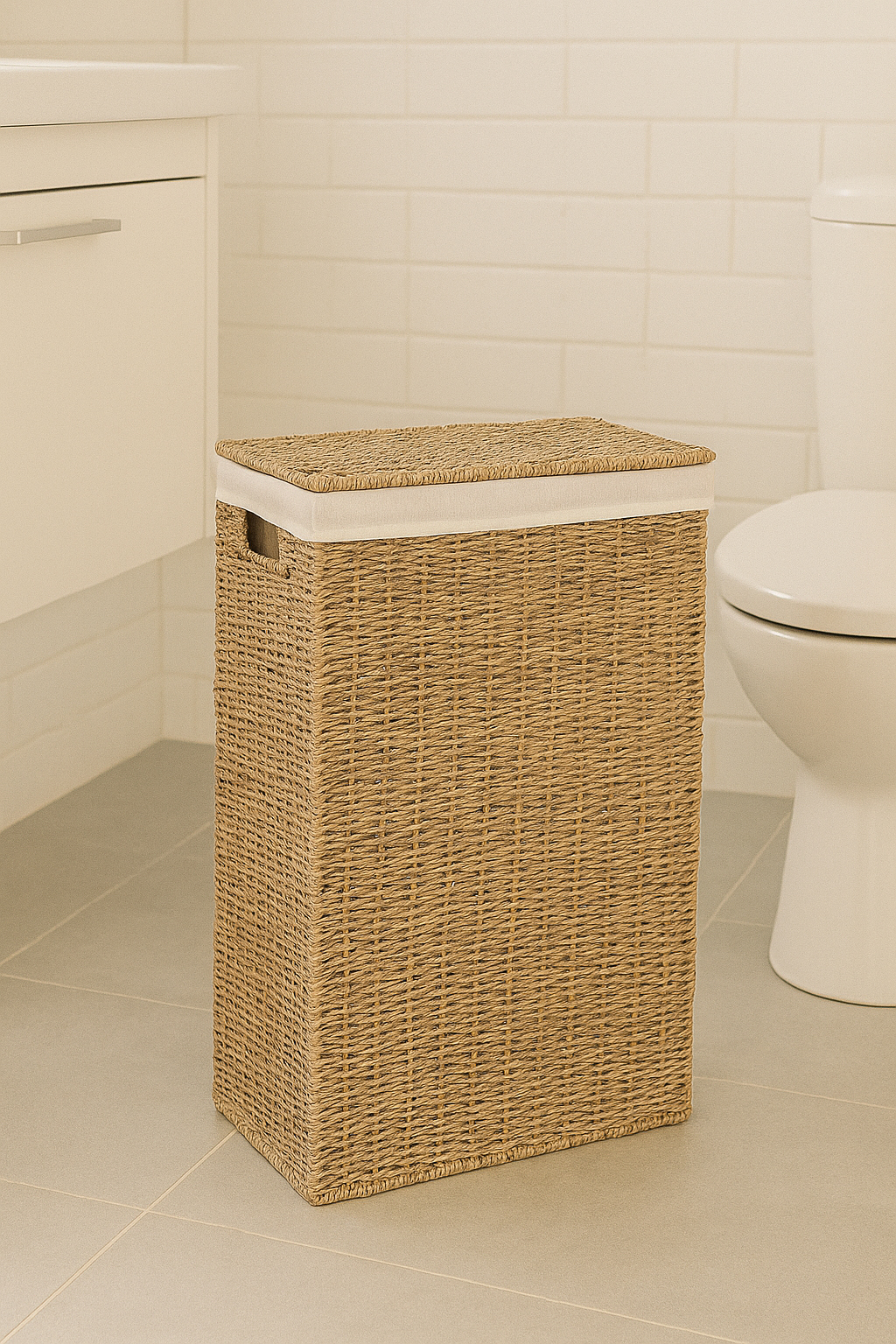 Cos rufe 5Five din trestie impletita, cadru metalic, 40 litri, 37x22x55 cm, maro [9]