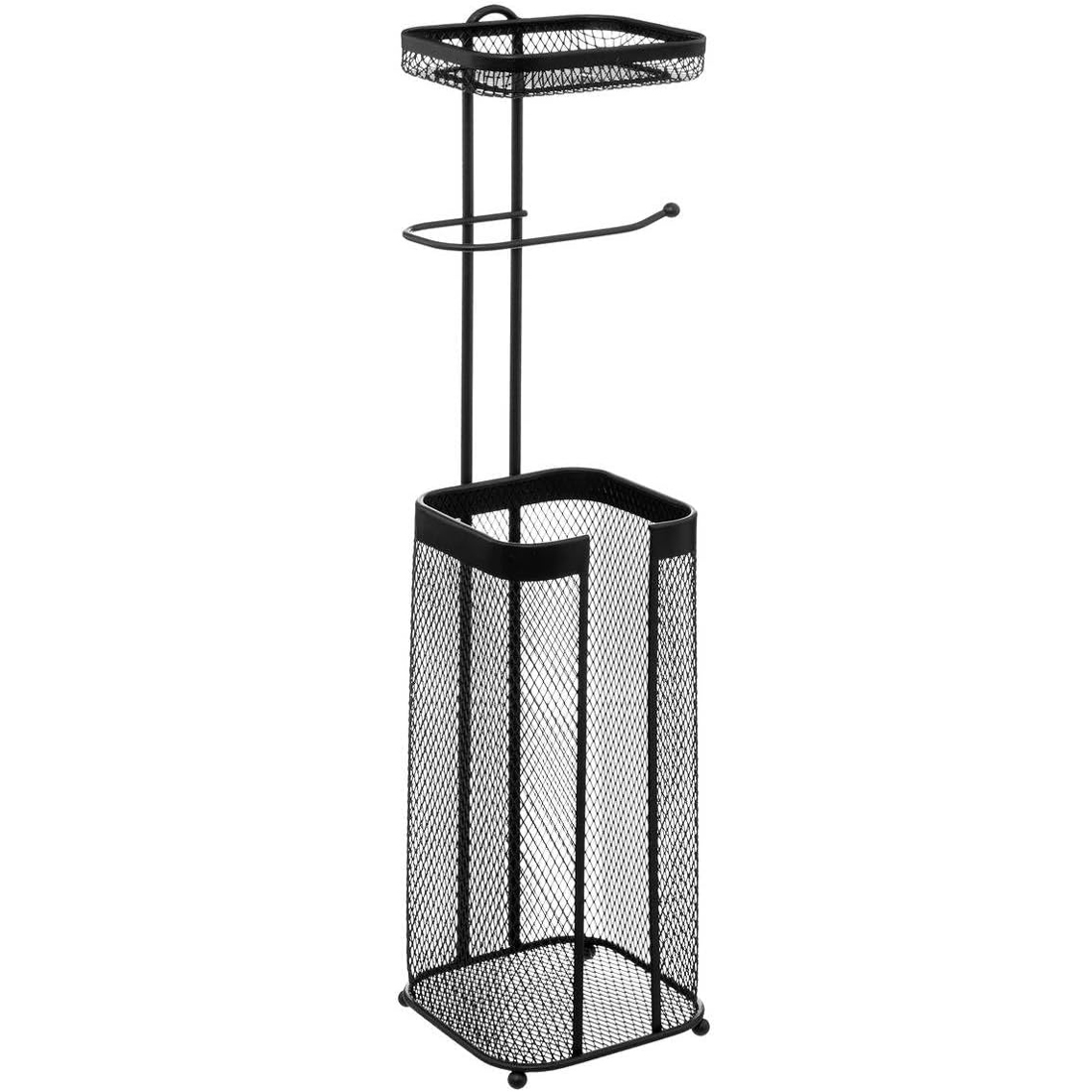 Standuri si suporturi hartie - Suport hartie igienica 5Five Mayaj cu spatiu depozitare, otel, 17x16x73 cm, negru