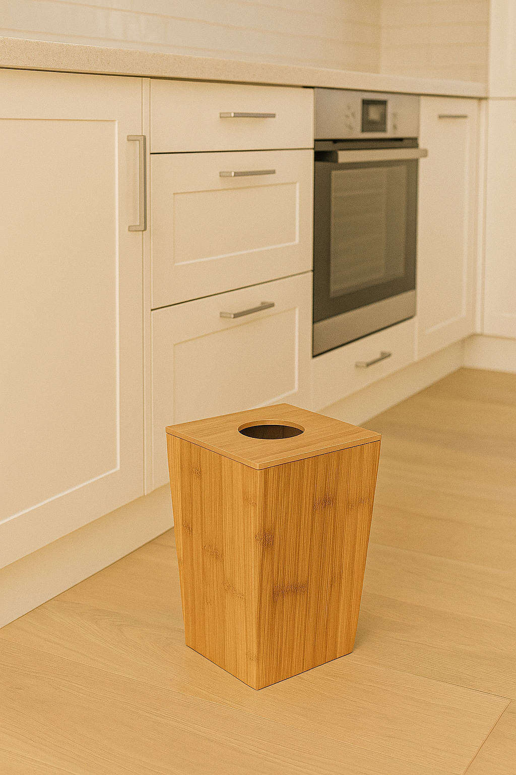 Cos gunoi 5Five Terre Inconnue cu capac, bambus, 6 litri, 20x20x26 cm, natur [4]