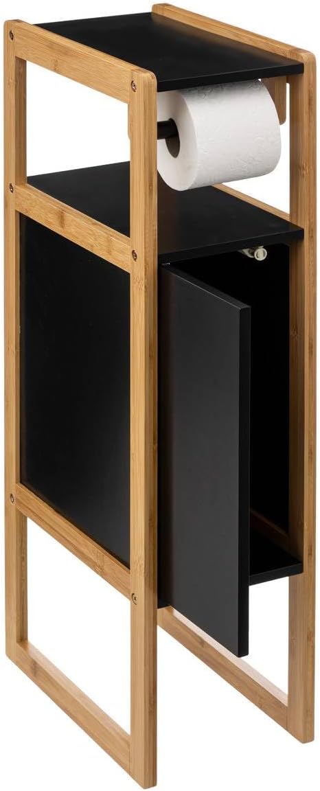 Suport hartie igienica 5Five Natureo cu dulapior, MDF, 33x20x80 cm, negru [2]