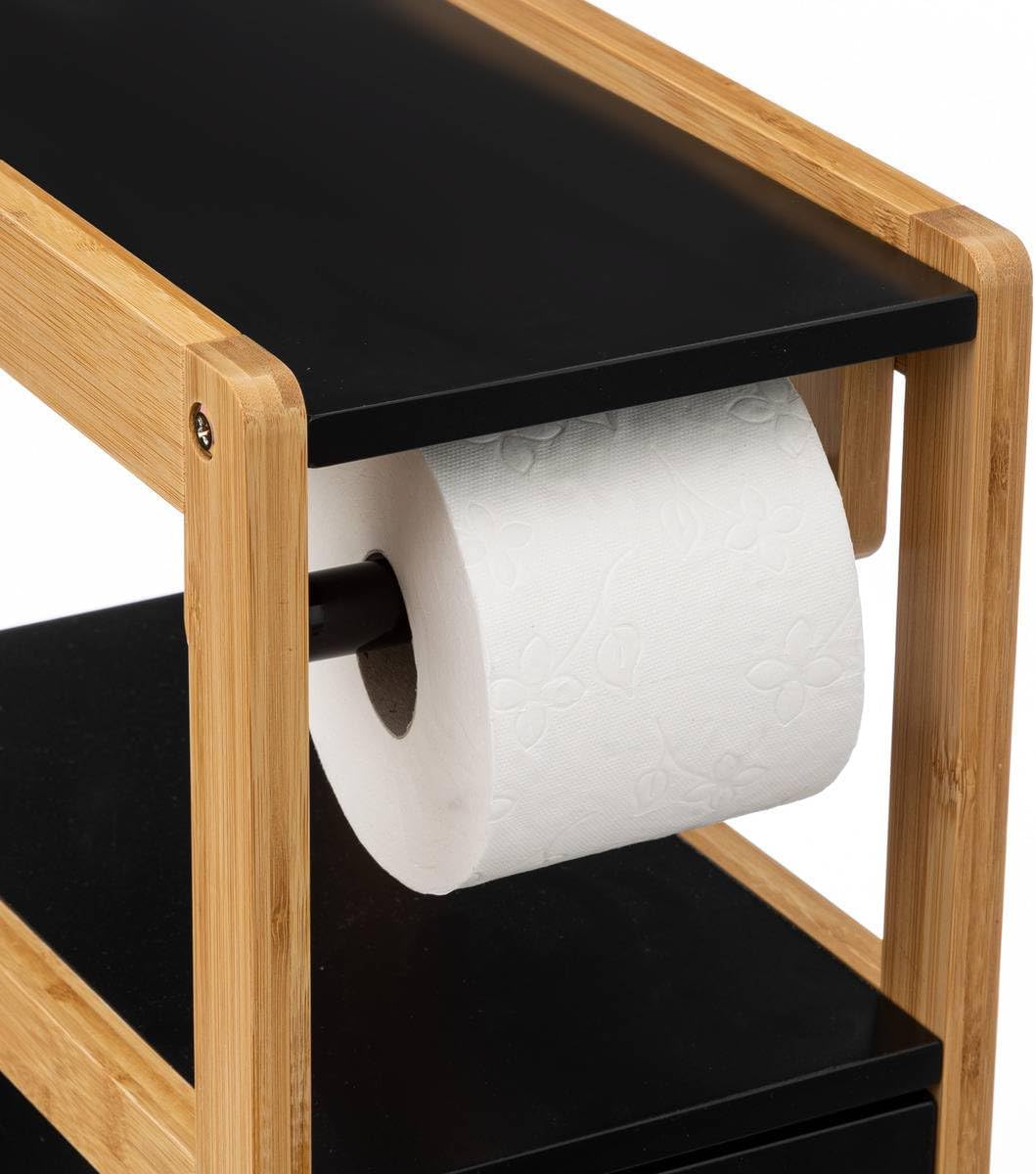 Suport hartie igienica 5Five Natureo cu dulapior, MDF, 33x20x80 cm, negru [4]