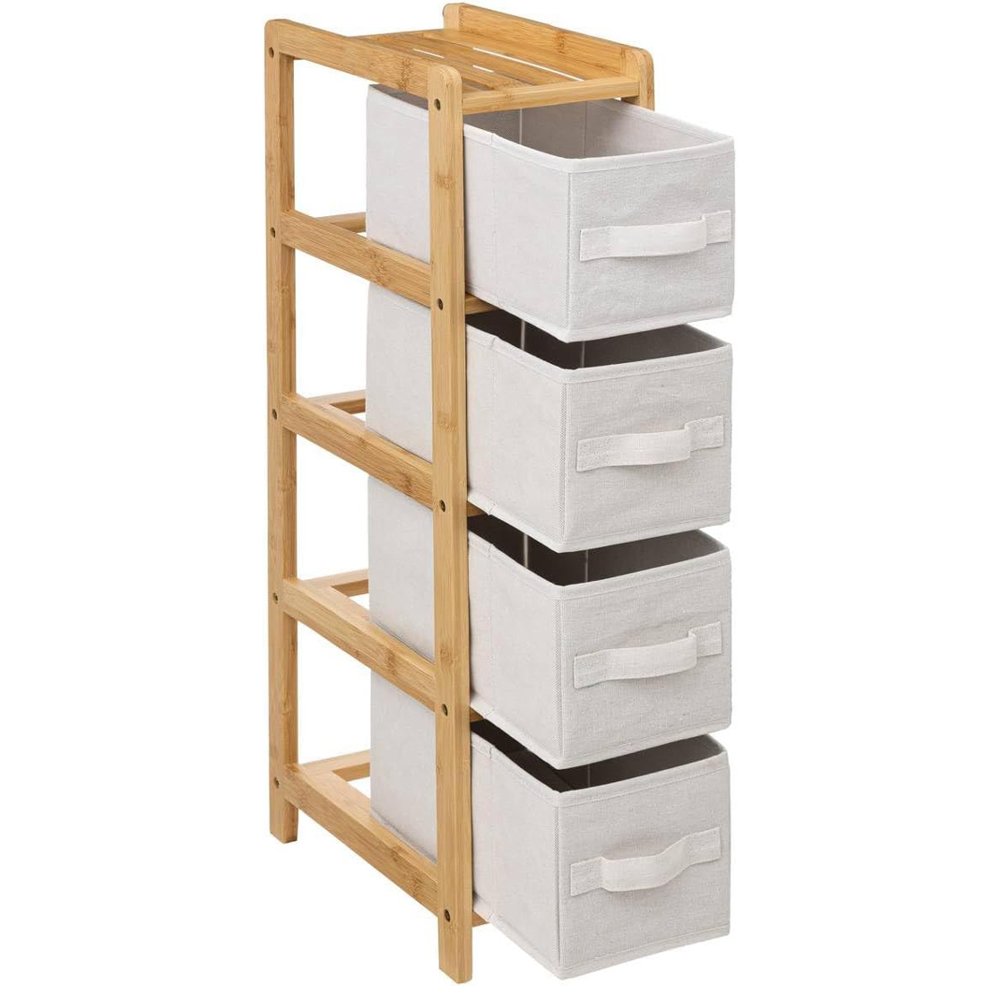 Dulap 5Five Tidy Box cu 5 rafturi, carton presat si bambus, 33x19x78 cm, bej [4]