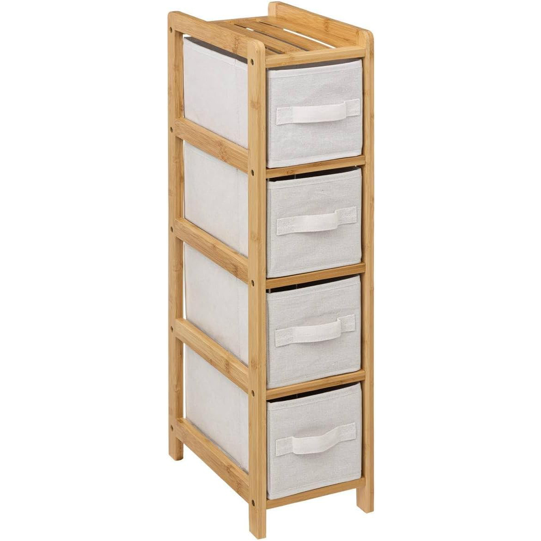 Mobilier baie - Dulap 5Five Tidy Box cu 5 rafturi, carton presat si bambus, 33x19x78 cm, bej