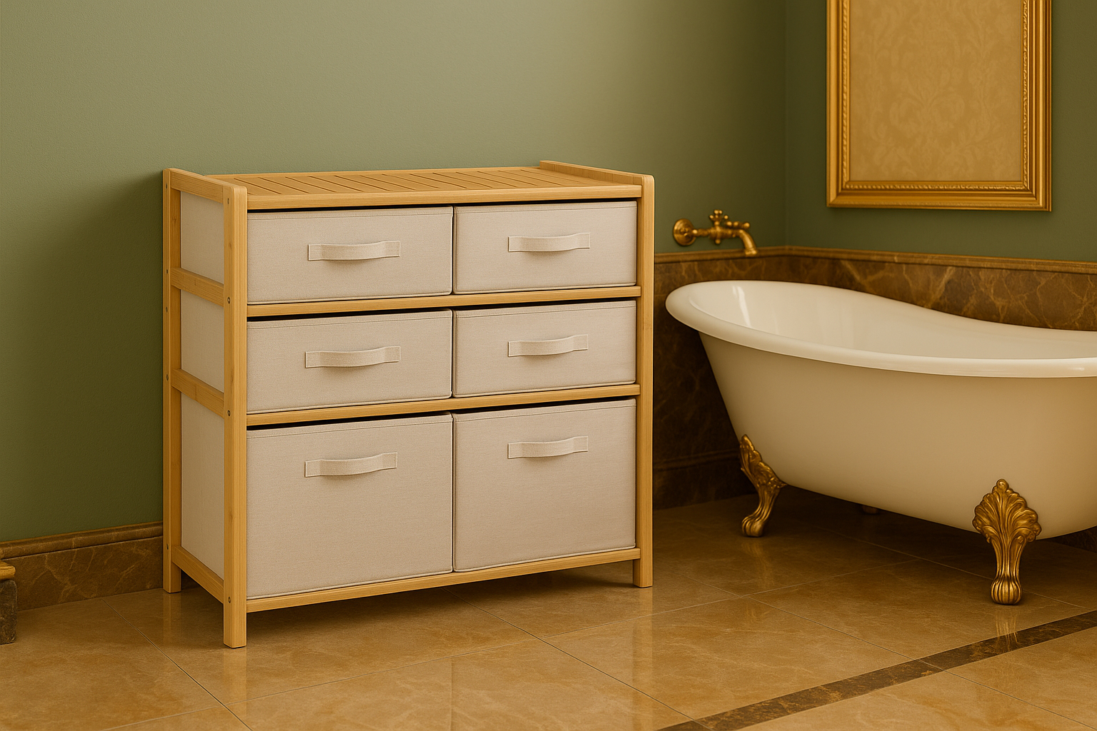 Etajera dubla 5Five Tidy Box, 6 compartimente, 66x33x78 cm, natur [8]