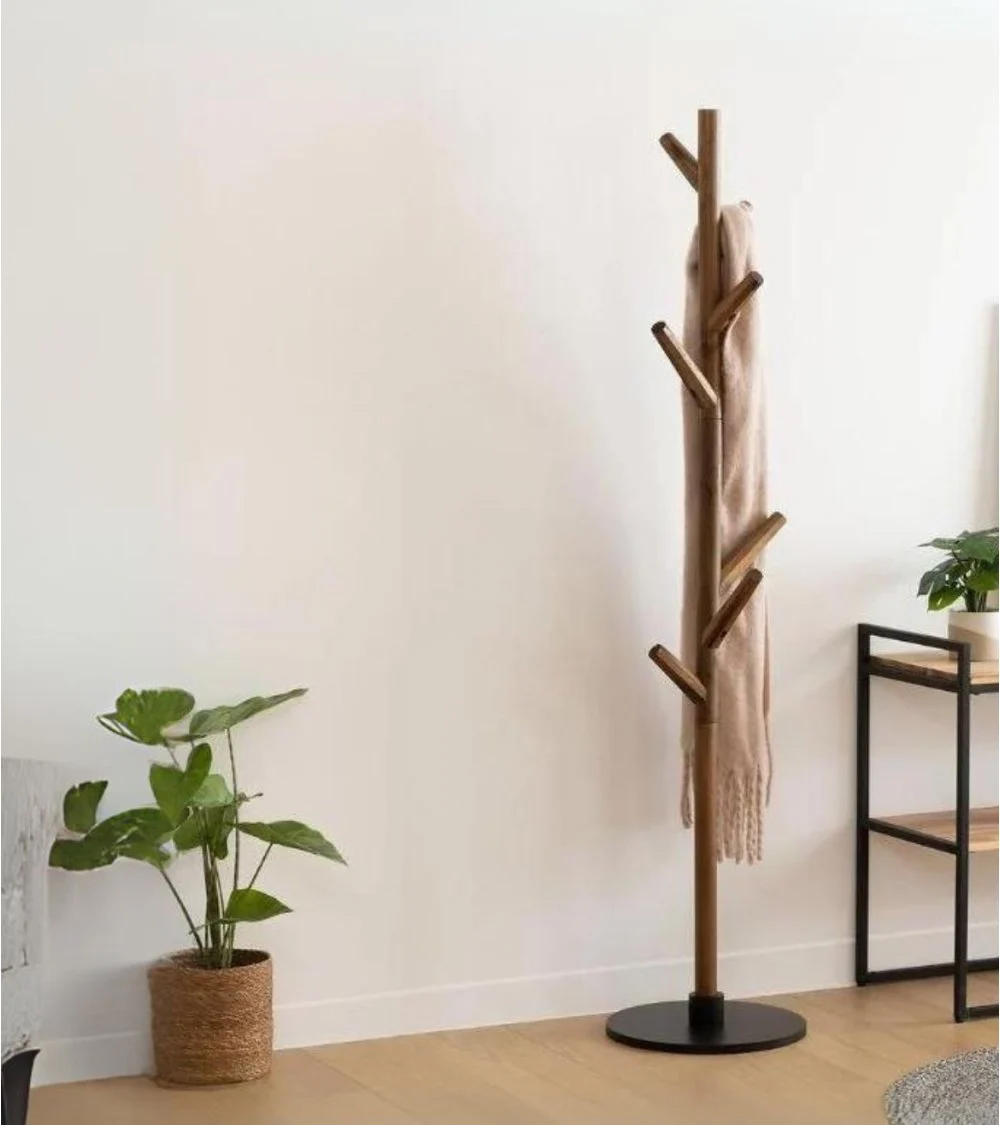 Cuier Atmosphera Wild cu 7 agatatori, lemn si MDF, 39x39x178 cm, maro [3]