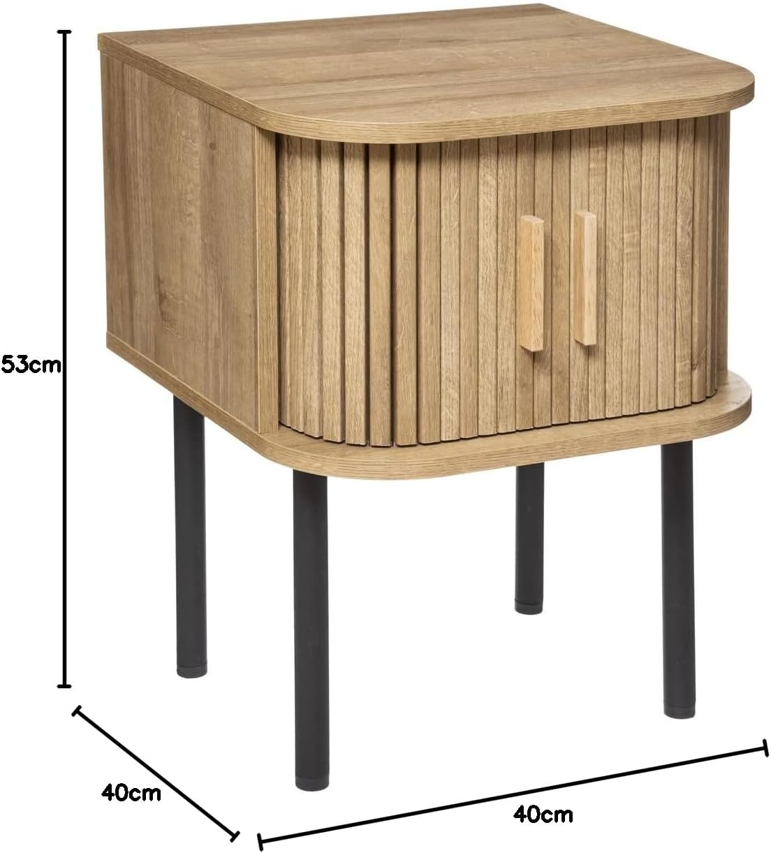 Noptiera Atmosphera Colva cu 2 usi, MDF si picioare metalice, 40x40x53 cm, bej [3]