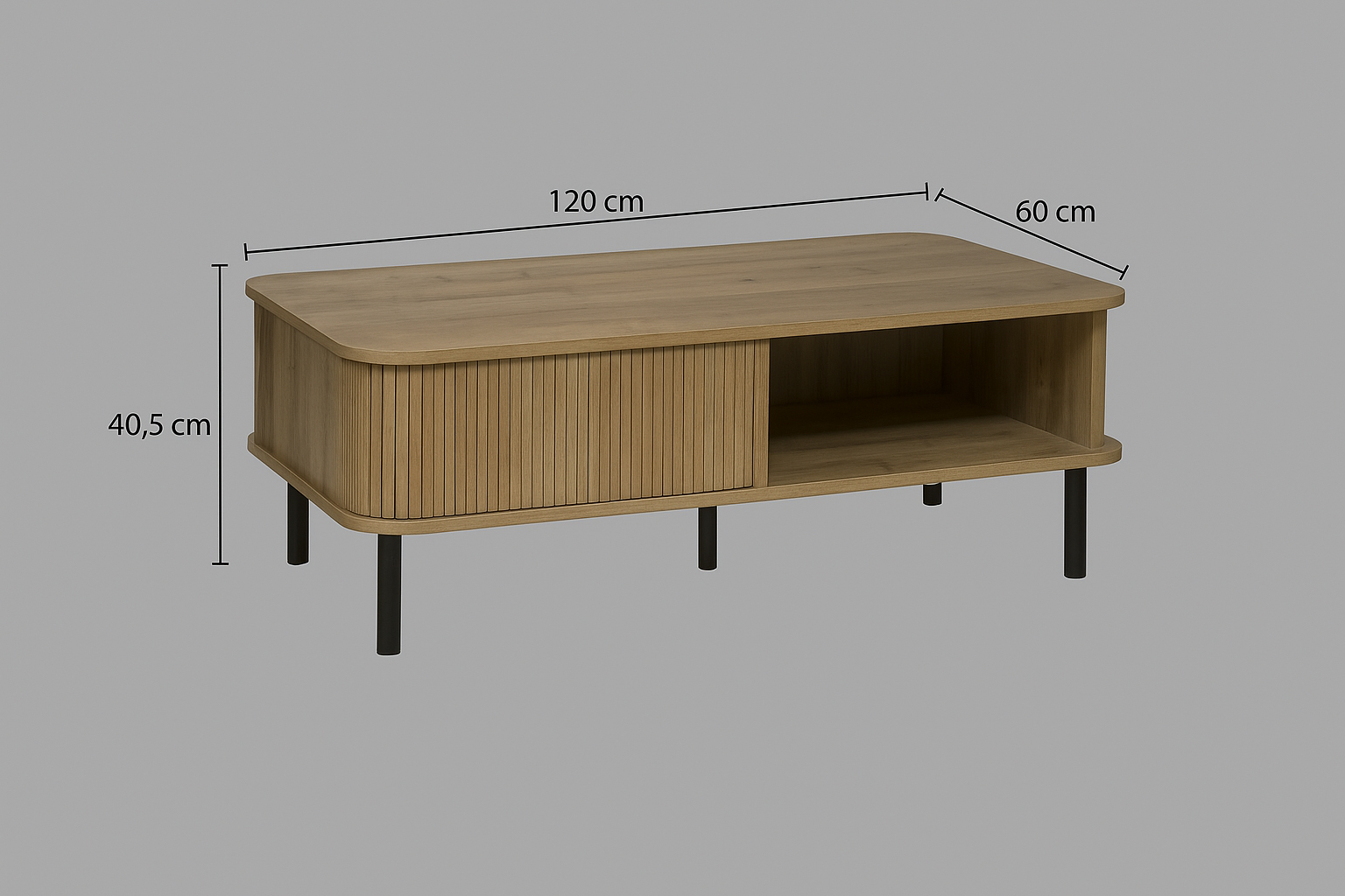 Masuta de cafea Atmosphera Colva cu 2 usi glisante, MDF si otel, 120x60x41 cm, bej [10]