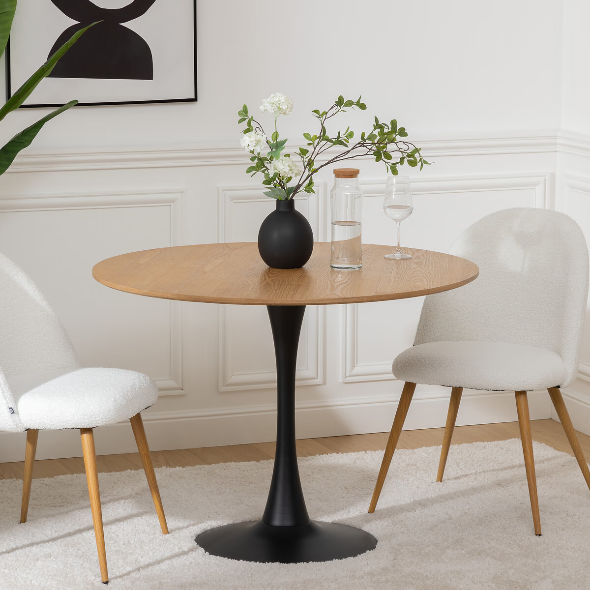 Masa rotunda Atmosphera Elias, 102x74 cm, MDF si metal, negru si stejar [10]