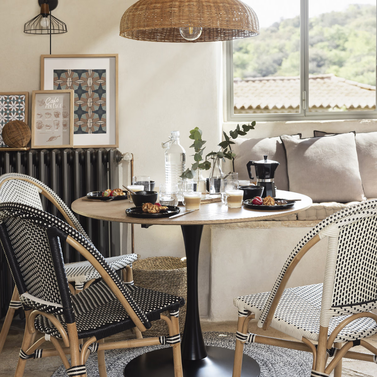 Masa rotunda Atmosphera Elias, 102x74 cm, MDF si metal, negru si stejar [4]