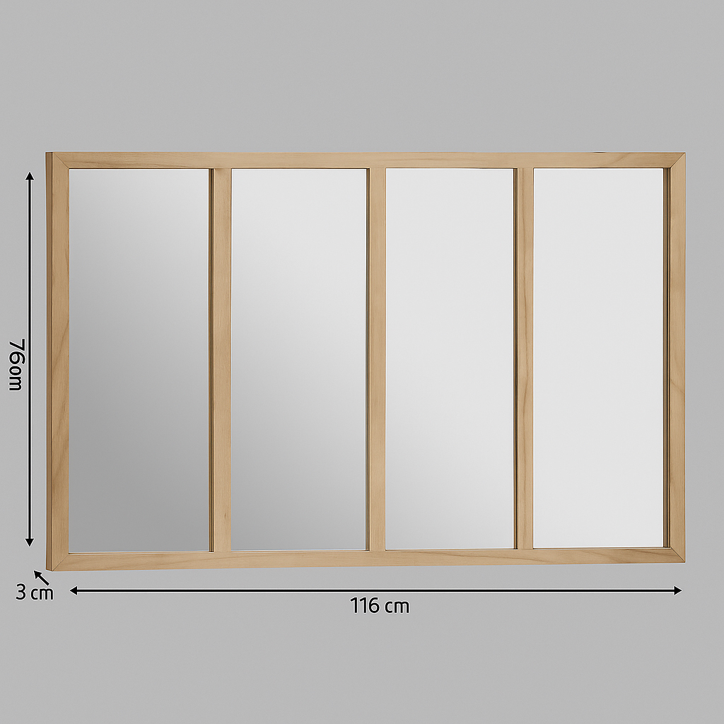 Oglinda Atmosphera Nae cu rama din lemn paulownia, 116x76 cm, montaj vertical/orizontal, natur [4]