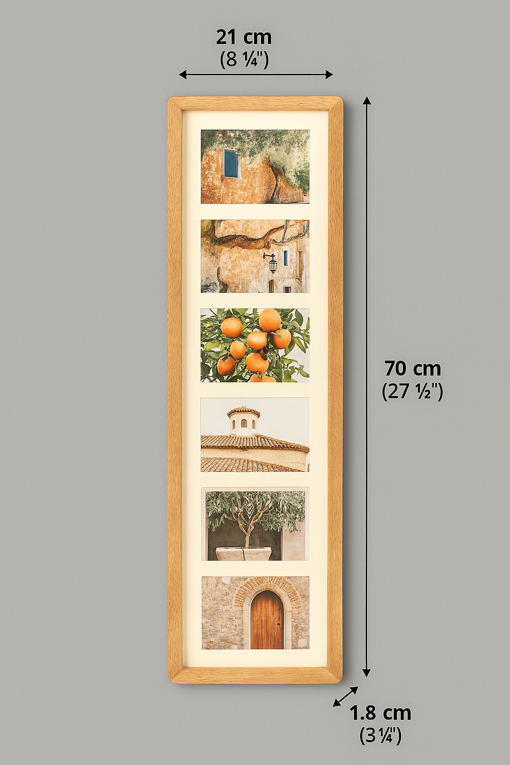 Rama foto Atmosphera Milea pentru 6 poze 10x15 cm, lemn hevea, 21x70 cm, natur [2]