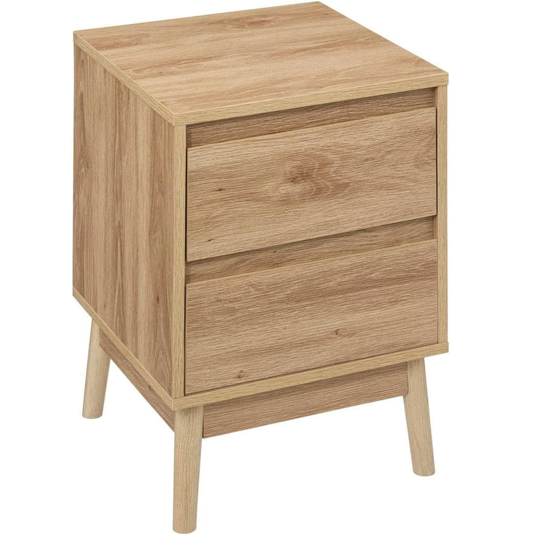 MOBILIER - Noptiera 5Five Abana cu 2 sertare, PAL, finisaj stejar, 40x40x56 cm, bej