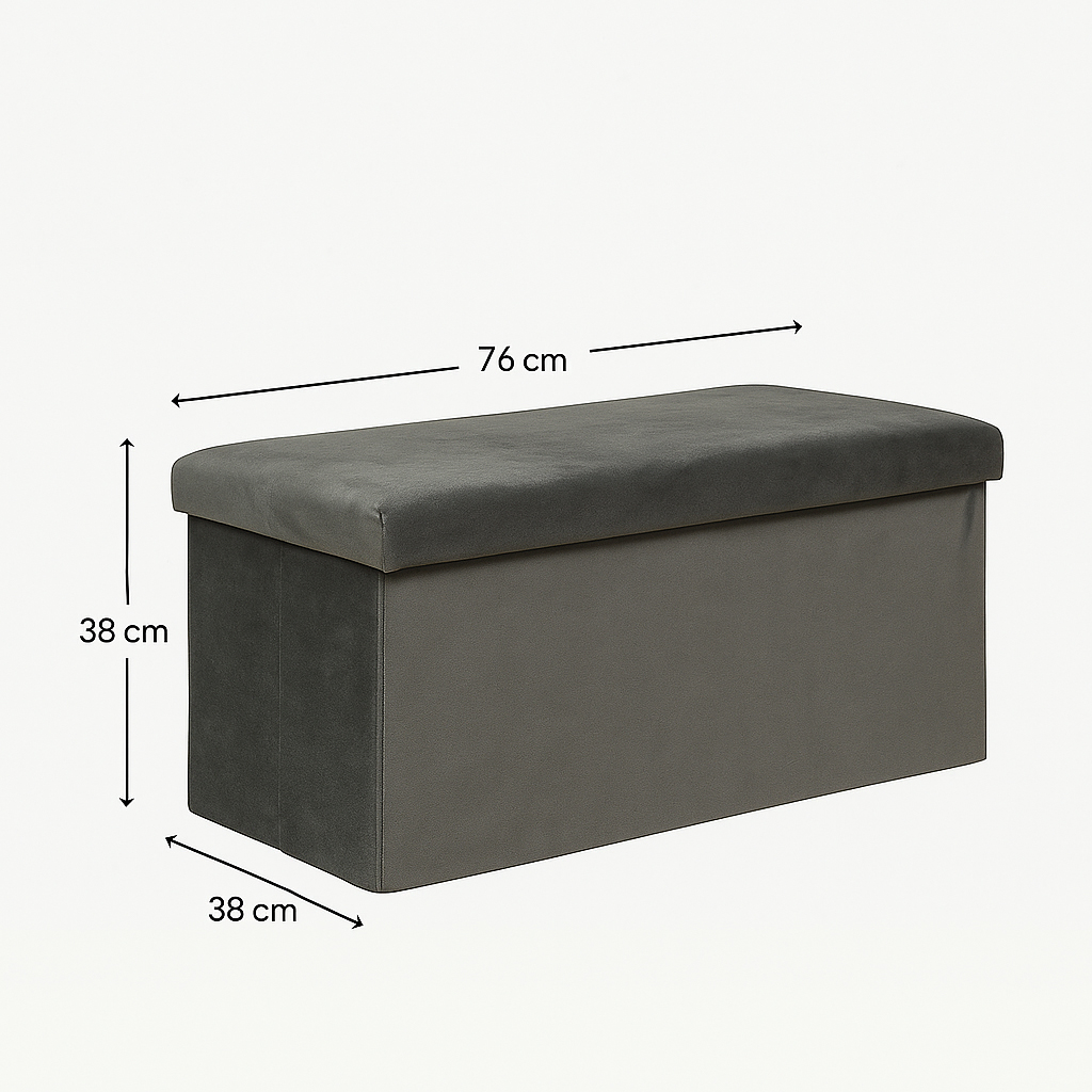 Taburet pliabil Atmosphera Lilou cu spatiu depozitare 80L, 76x38x38 cm, gri [3]