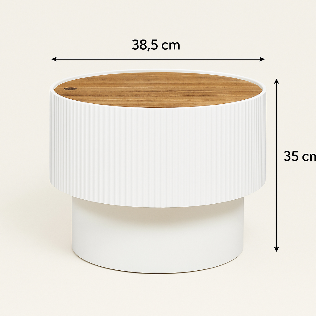 Masuta cafea Atmosphera Enola cu spatiu depozitare, MDF, 39x35 cm, alb [3]