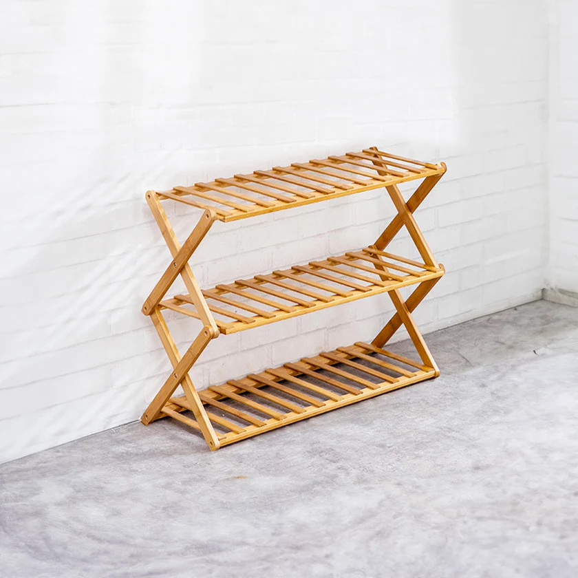 Etajera pantofi pliabila din bambus, pentru 9 perechi, 70x29x53 cm, natur [3]