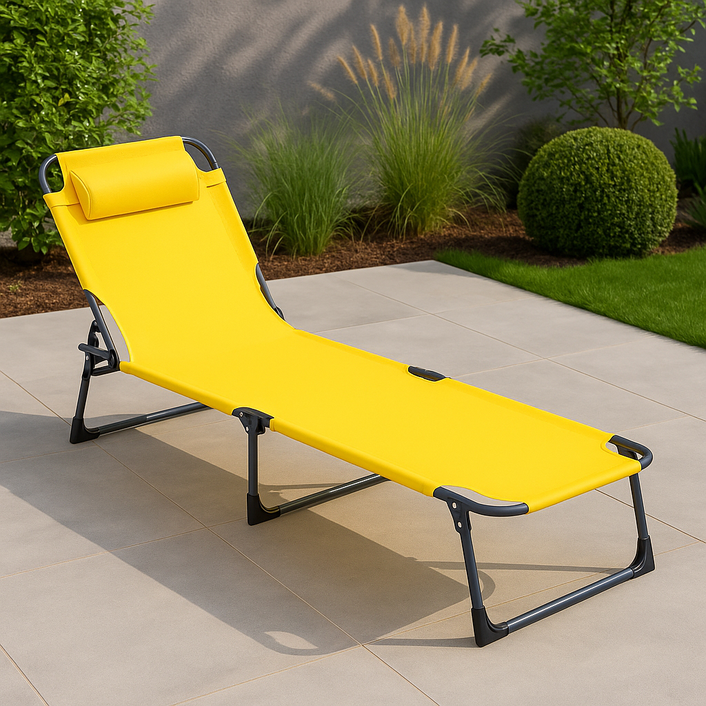 Sezlong 5Five Beach Chair, cadru metalic, pliere compacta, 173x56x27 cm, galben [6]