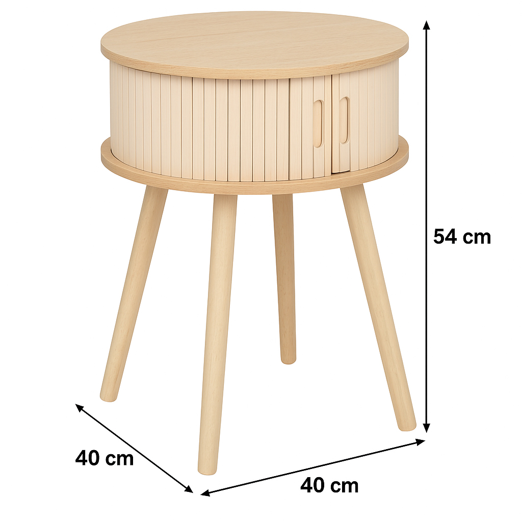 Noptiera rotunda Atmosphera Nysos cu 2 usi glisante si raft interior, 40x54 cm, crem natur [11]