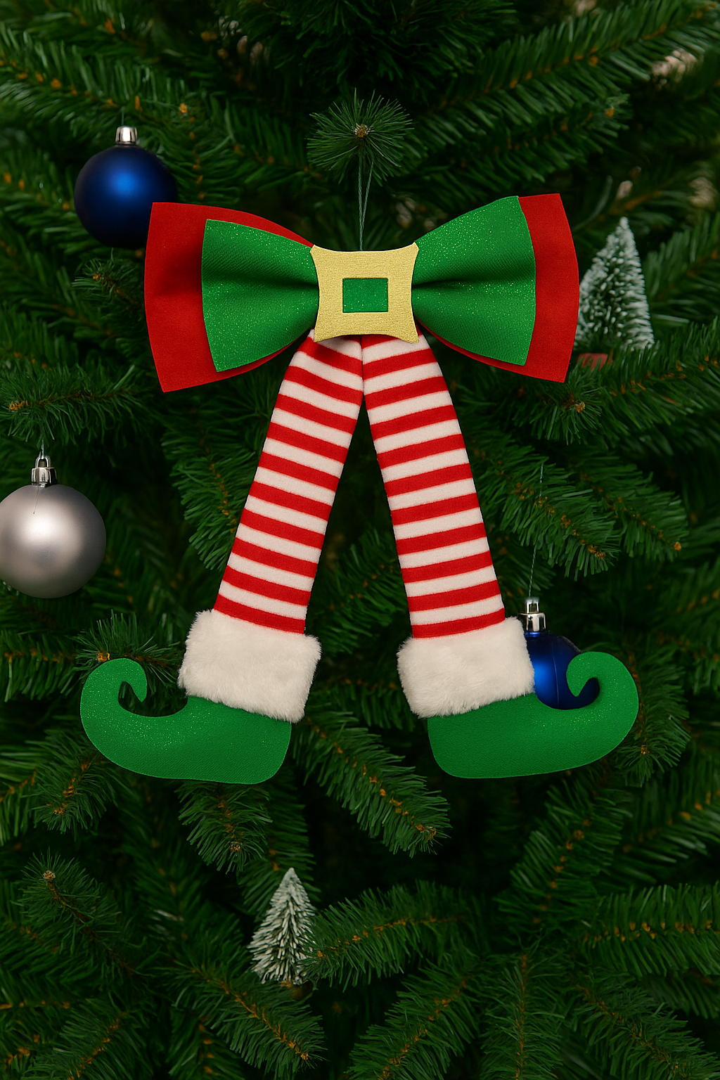 Fundita decorativa elfi pentru bradul de Craciun, 24x32 cm, verde si rosu [3]