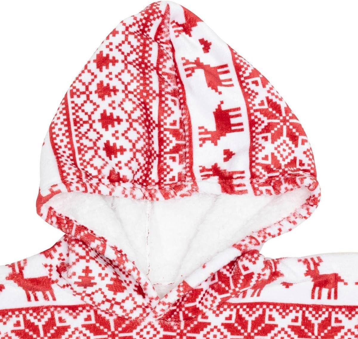 Bluza pentru adulti cu design scandinav de Craciun, oversize, 85x118 cm, rosu [2]