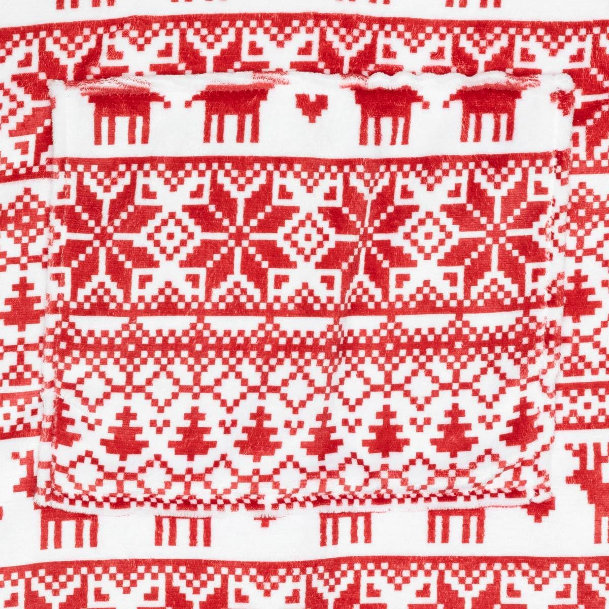 Bluza pentru adulti cu design scandinav de Craciun, oversize, 85x118 cm, rosu [3]