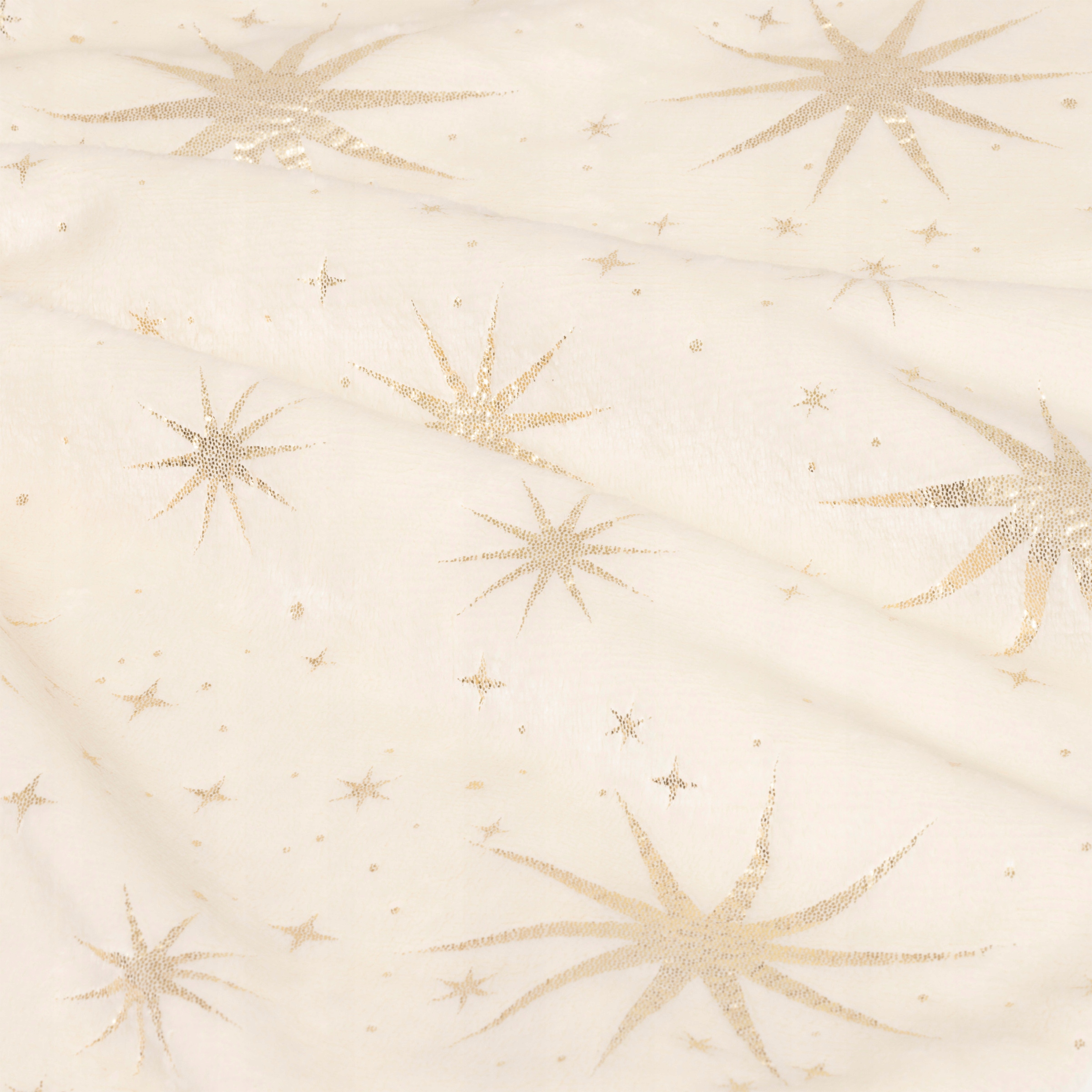 Covoras de pus sub bradul de Craciun, diametru 90 cm, cu stele aurii, alb [2]