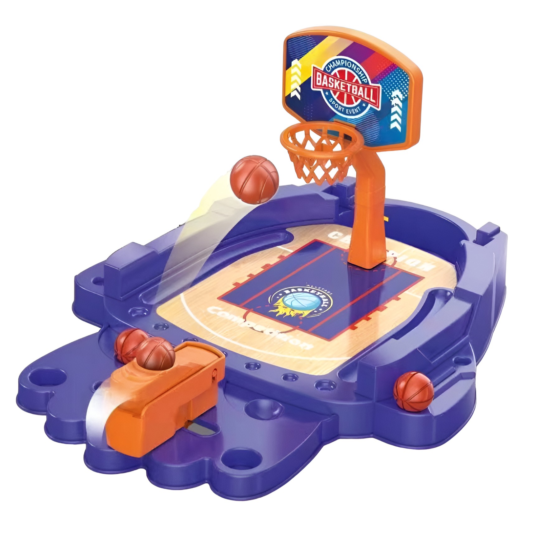 ✨TOATE PRODUSELE✨ - Joc de Masa Mini Baschet Interactiv pentru Copii, , Mingi Incluse, 25.5x19.5x13.5 cm, Mov