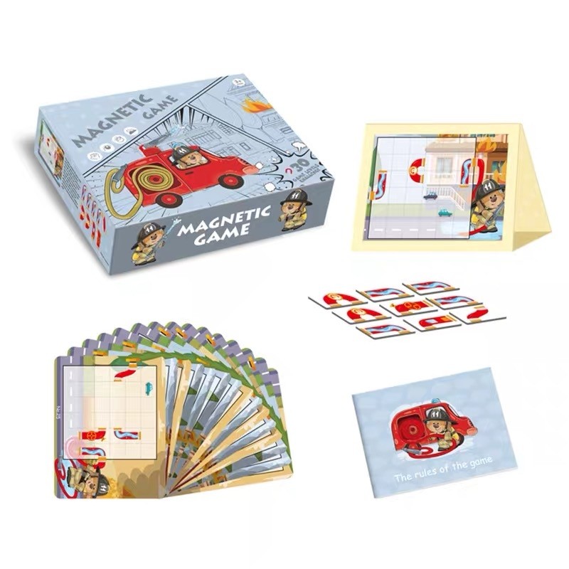 Joc educativ magnetic de interconectare, micul pompier, 15 nivele, 9 carti, pentru copii, +3 ani, multicolor [2]
