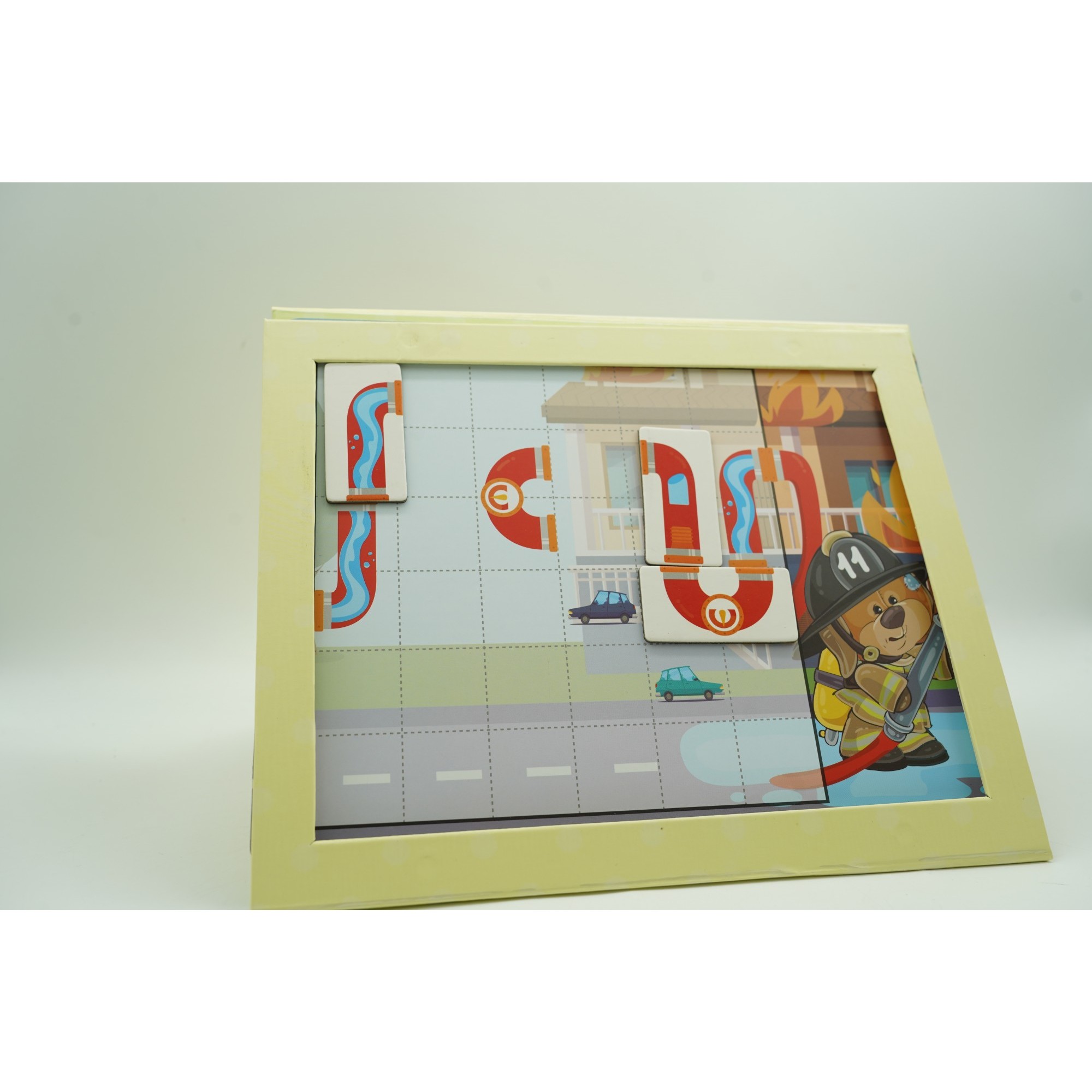 Joc educativ magnetic de interconectare, micul pompier, 15 nivele, 9 carti, pentru copii, +3 ani, multicolor [8]