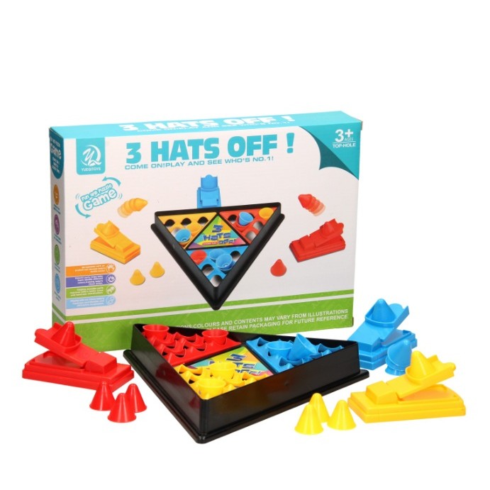 ✨TOATE PRODUSELE✨ - Joc Interactiv pentru Copii, , 3 Hats Off, Tabla de Joc, Figurine Palarii, +3 Ani, Multicolor