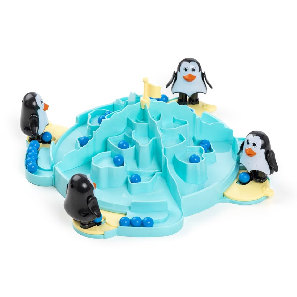 ✨TOATE PRODUSELE✨ - Joc Interactiv pentru Copii, , Batalia Pinguinilor, 3 ani+, Tabla de Joc, Figurine Pinguini, Mingi, Multicolor