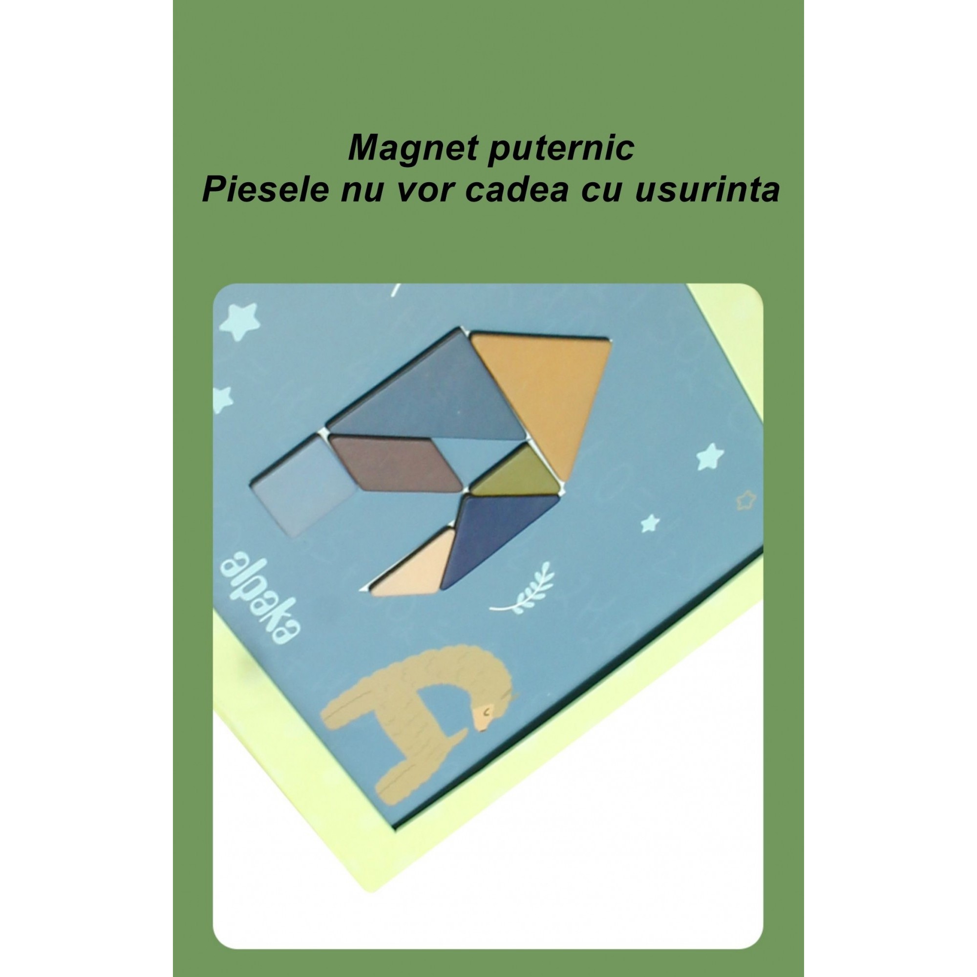 Joc Magnetic Tangram, tabla si forme diverse magnetice, 34 de piese, pentru copii, +3 ani, multicolor [2]