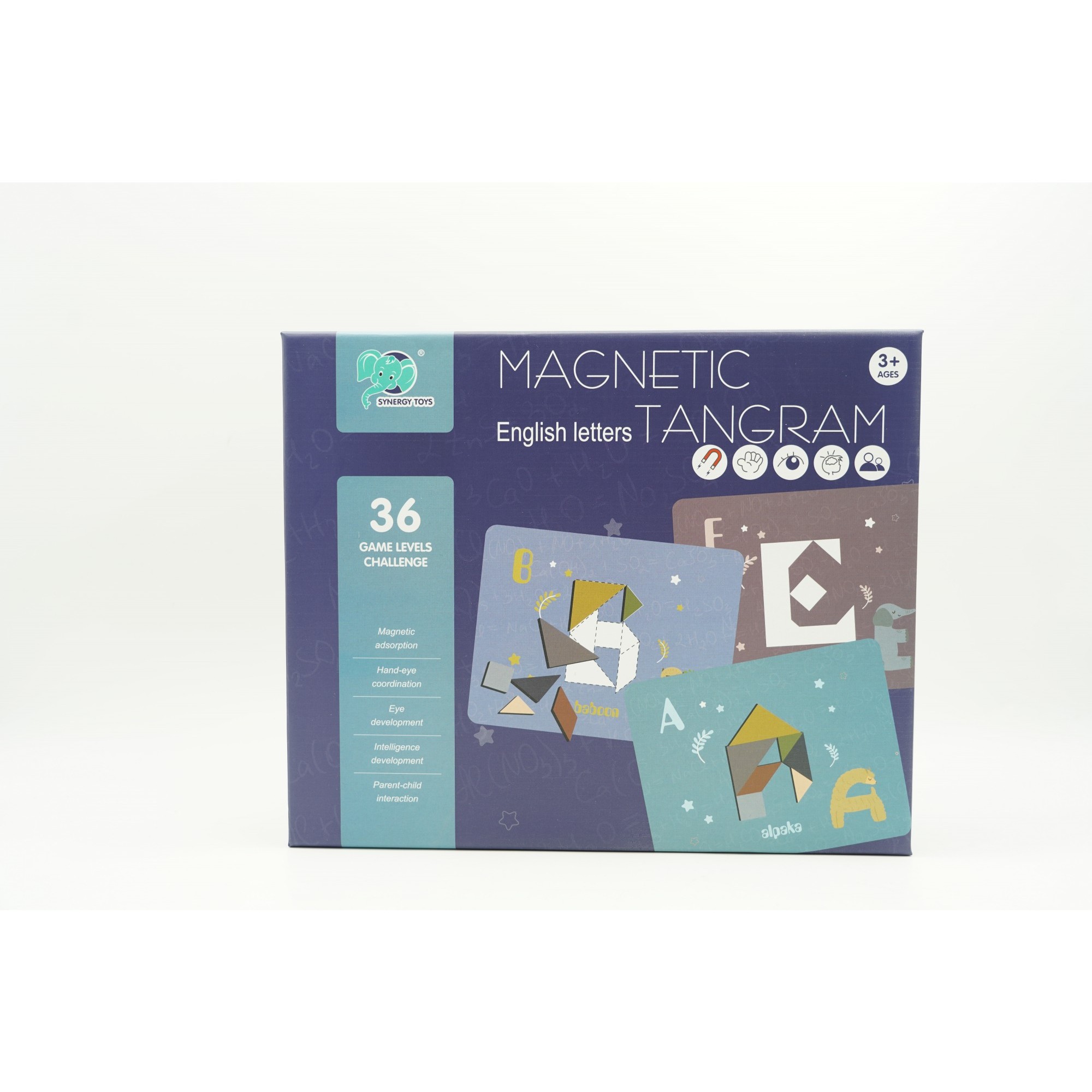 Joc Magnetic Tangram, tabla si forme diverse magnetice, 34 de piese, pentru copii, +3 ani, multicolor [6]