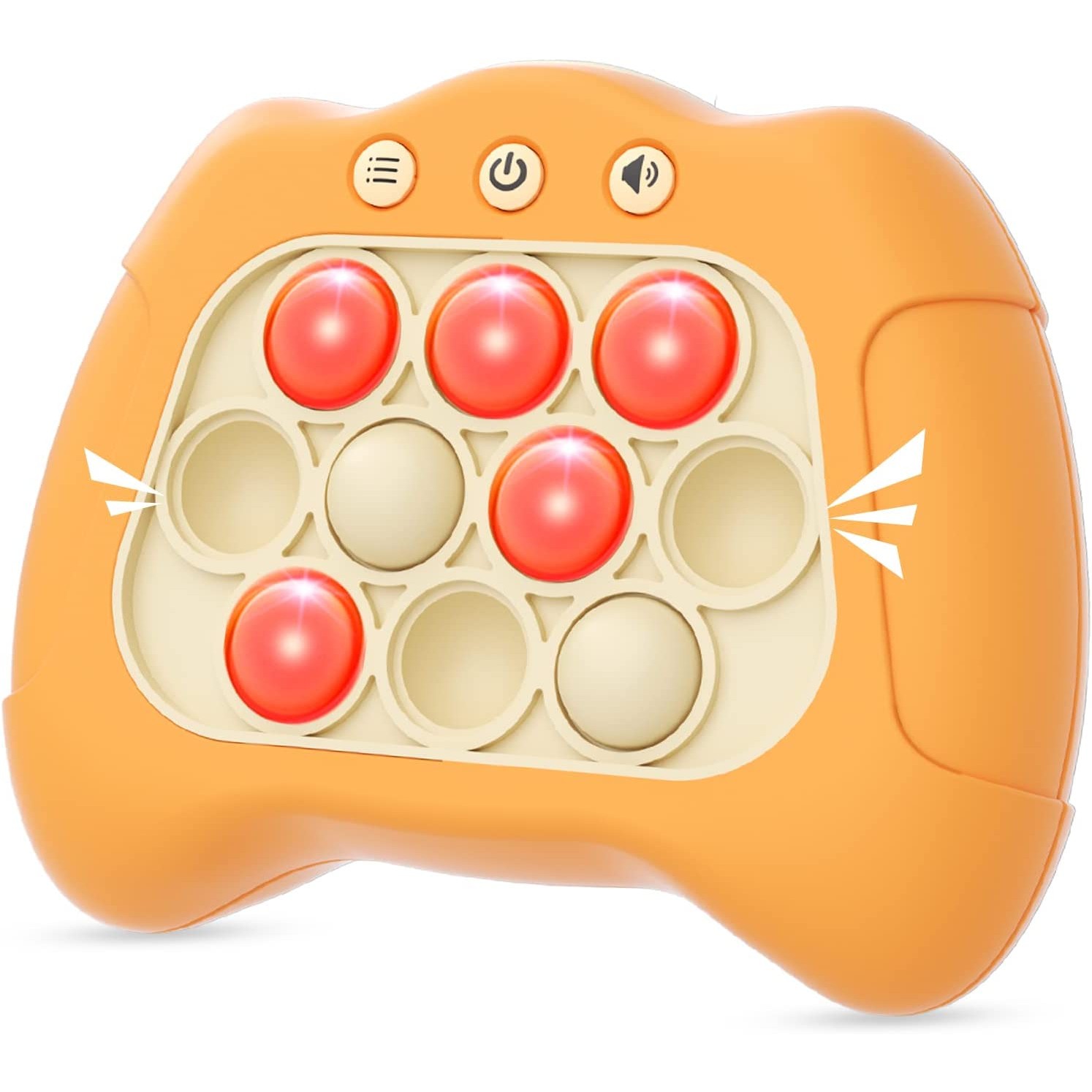 Joc Pop It, , consola, joc interactiv, antistres, cu baterii, Abs si silicon, Portocaliu, 12 x 10 x 5.8 cm [6]