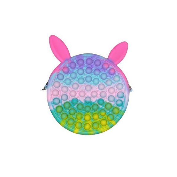 Genti, Portofele, Penare - Jucarie antistres din silicon , Geanta Pop It, 16 cm, Iepuras, Macarons