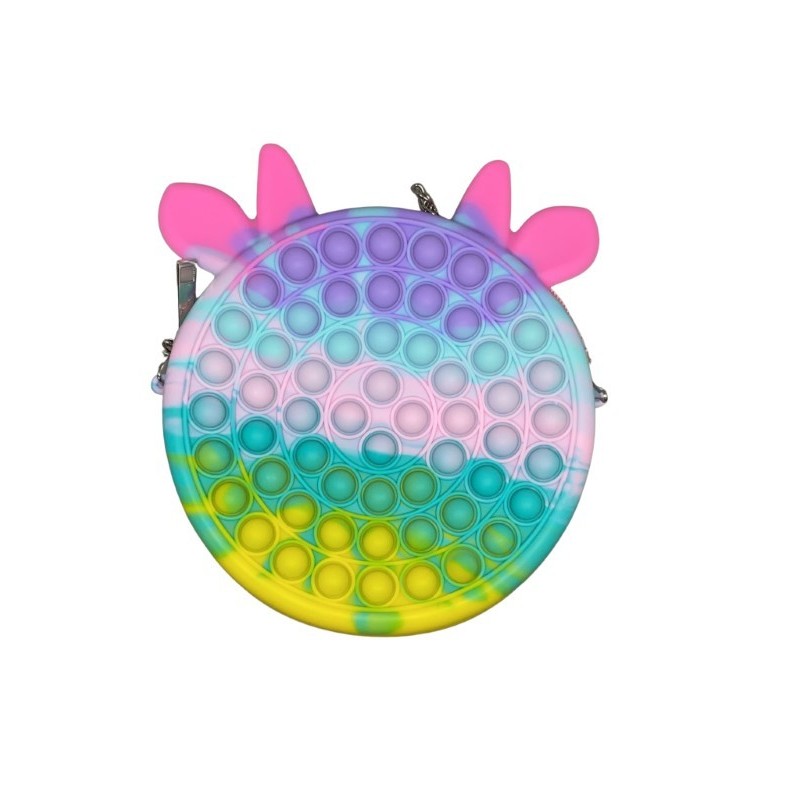 Jucarie antistres din silicon , Geanta Pop It, 16 cm, Vacuta, Macarons [1]