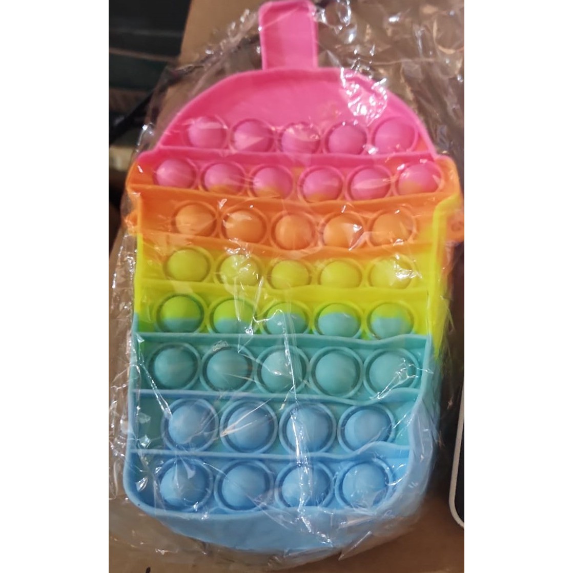 Genti, Portofele, Penare - Jucarie antistres din silicon, , Geanta Pop It, Milkshake, Model 2, Multicolor