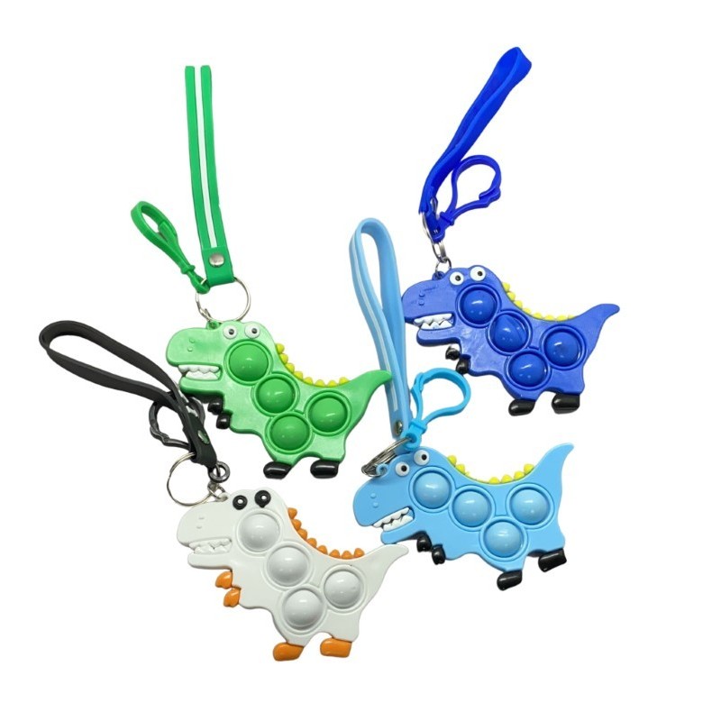 Jucarie antistres din silicon, , Pop It Now and Flip It, Simple Dimple, Breloc, Dinozaur, Verde [2]