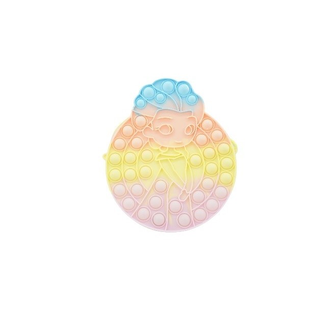 Genti, Portofele, Penare - Jucarie antistres din silicon, , Pop It Now and Flip It, Geanta de umar, Mica printesa, 16 cm, Macarons