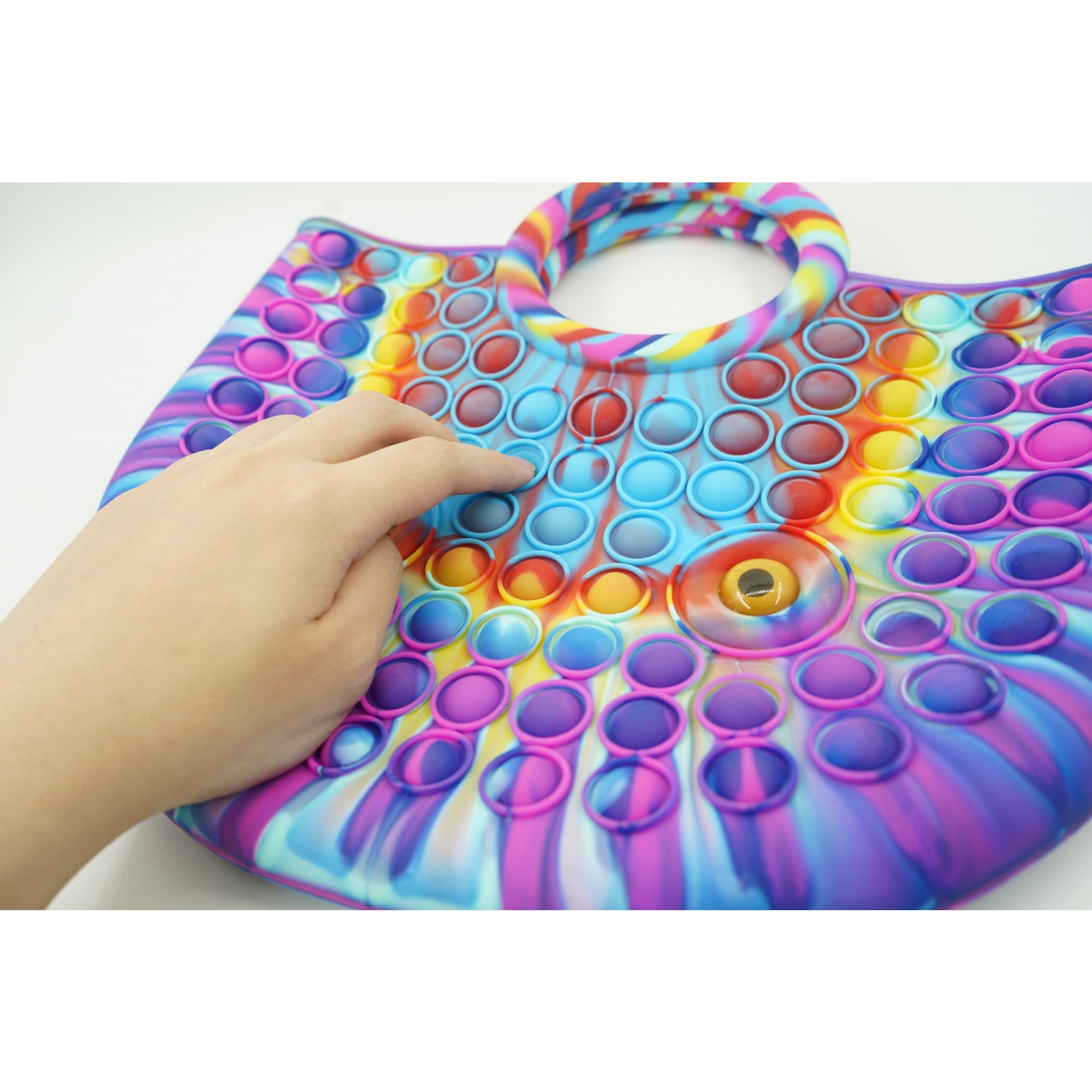 Jucarie Antistres din silicon , Pop It Now And Flip It, Geanta mare, 28 cm, Multicolor, V1 [4]