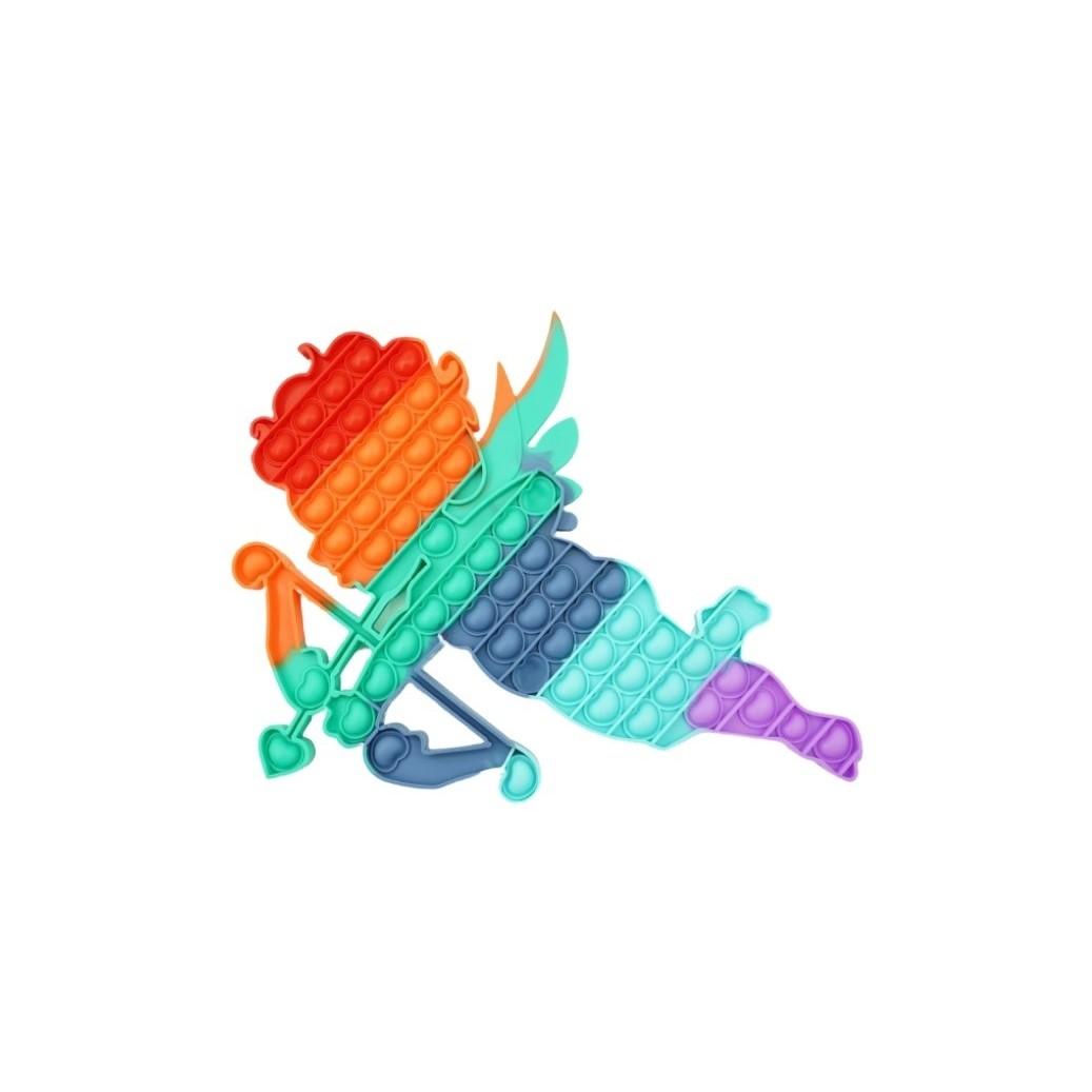 Jucarii Senzoriale, Fidget Toys - Jucarie antistres din silicon , Pop it Now and Flip It , 40x45 cm, Cupidon, Curcubeu