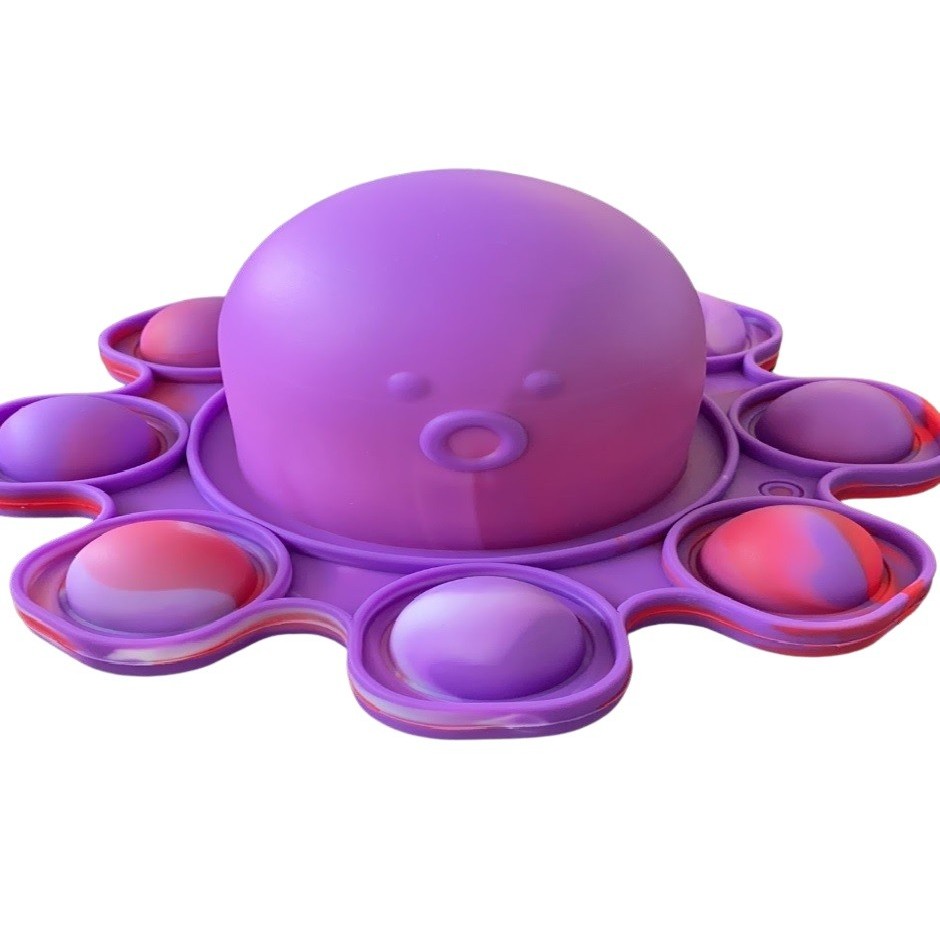 Jucarii Senzoriale, Fidget Toys - Jucarie antistres din silicon, Pop It Now and Flip It, Caracatita reversibila, 20x10 cm, Model 5, Multicolor