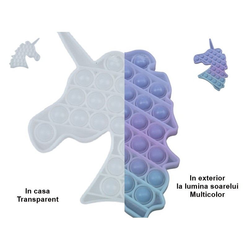 Jucarie antistres din silicon, Pop it Now and Flip It, Unicorn, Transparent [6]