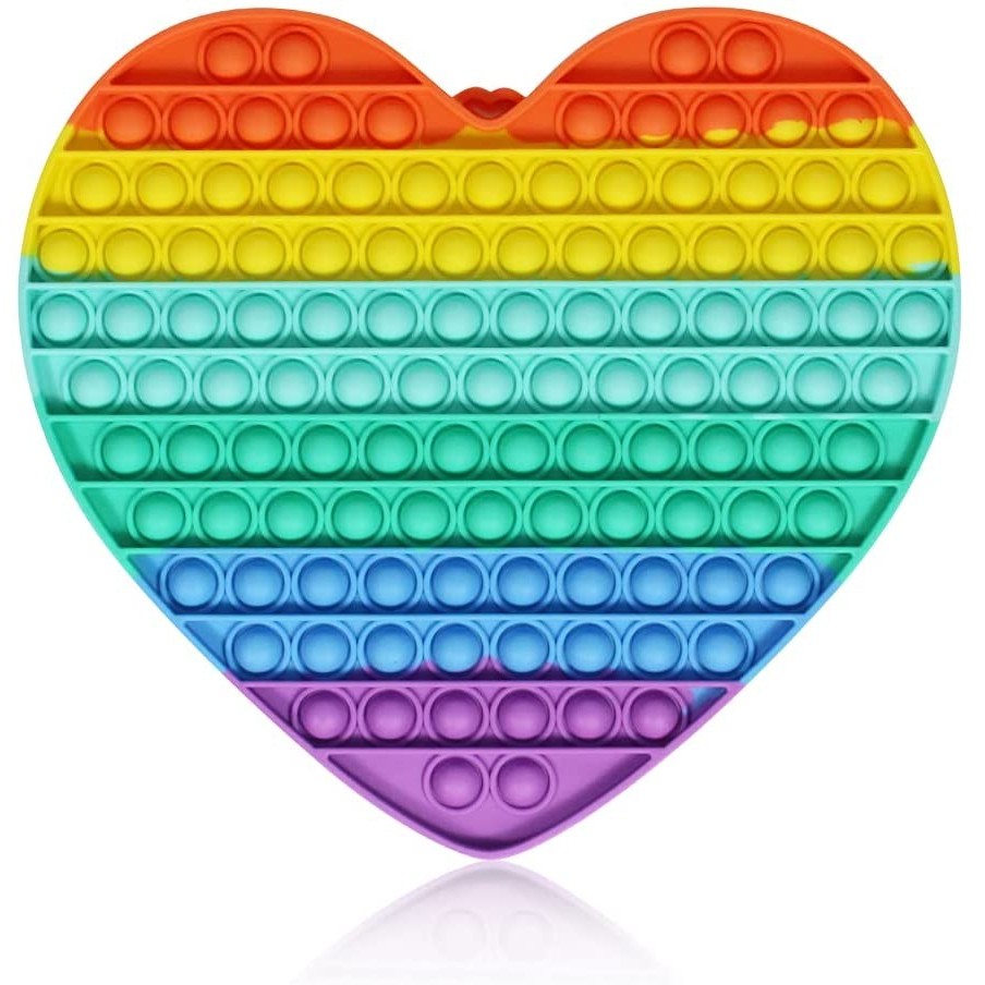 Jucarii Senzoriale, Fidget Toys - Jucarie antistres din silicon Pop it now, Inima, multicolor, urias