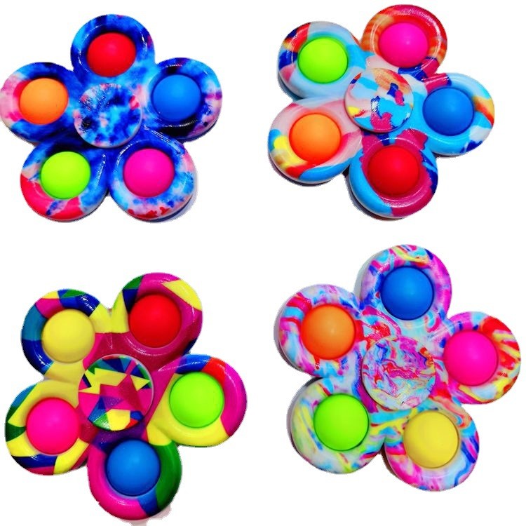 Jucarie antistres simple dimple fidget toy spinner cu 5 buline, Multicolor Rainbow [5]