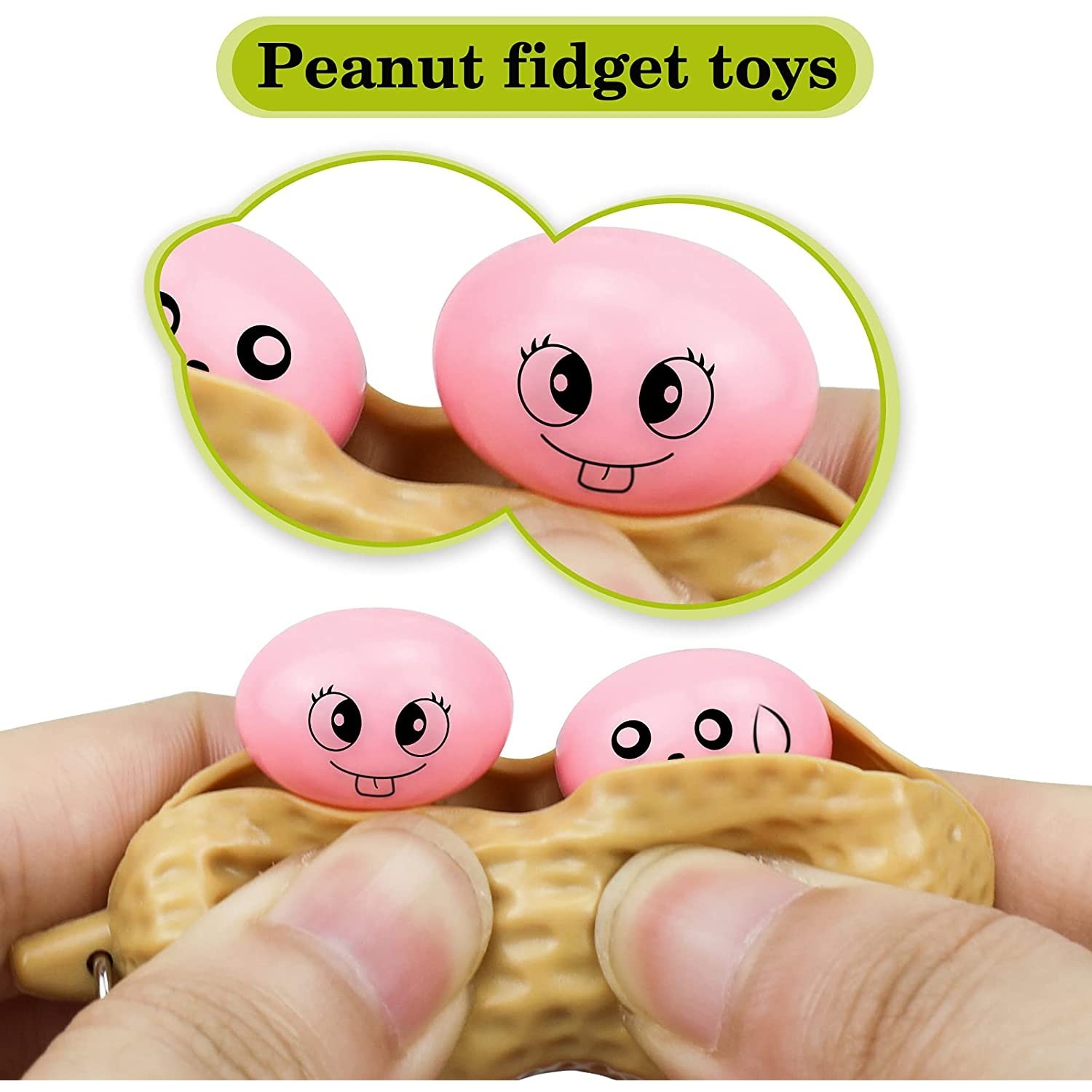 Jucarie breloc aluna antistres, Peanut Fidget Toy, Crem [2]