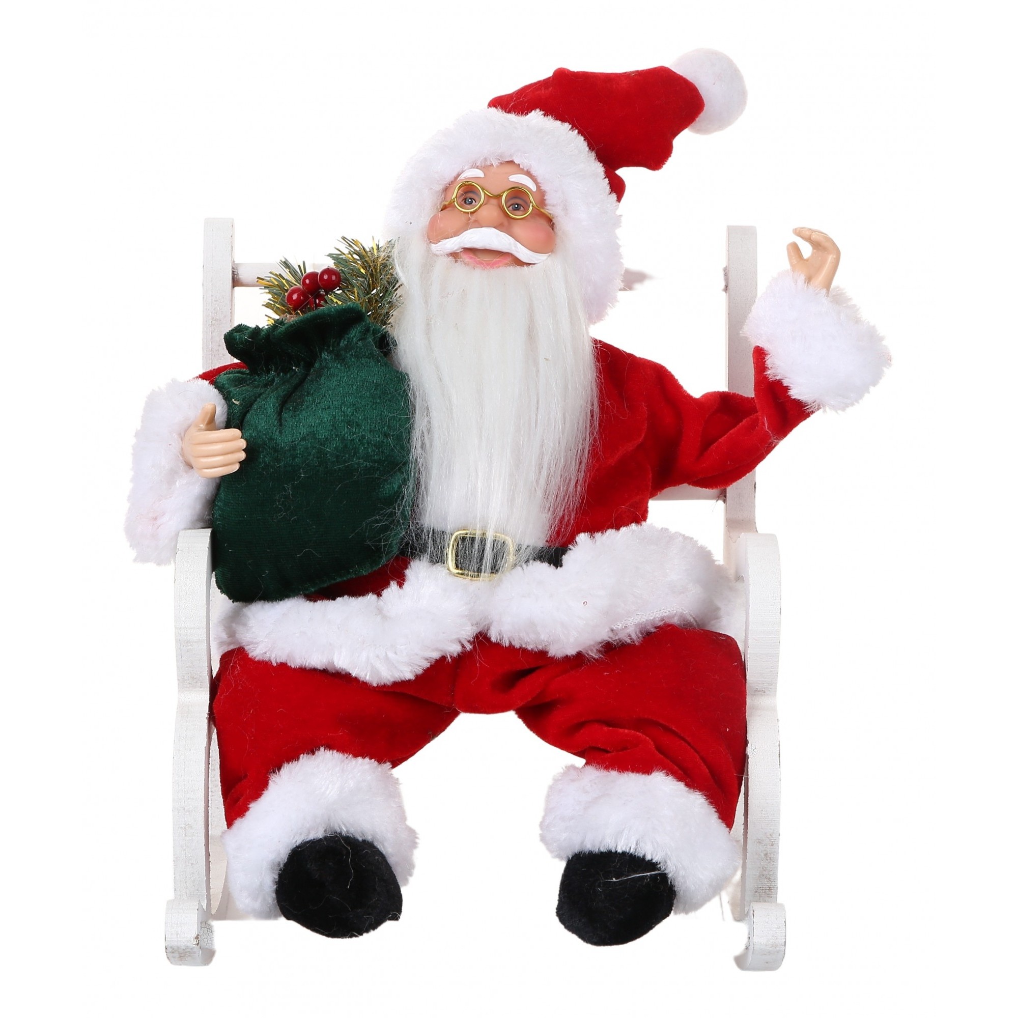 Figurine Decorative Craciun - Jucarie decorativa, , Mos Craciun, 30 cm x 18 cm, grosime 18 cm, lana, tesatura de plus, poliester, interior/exterior