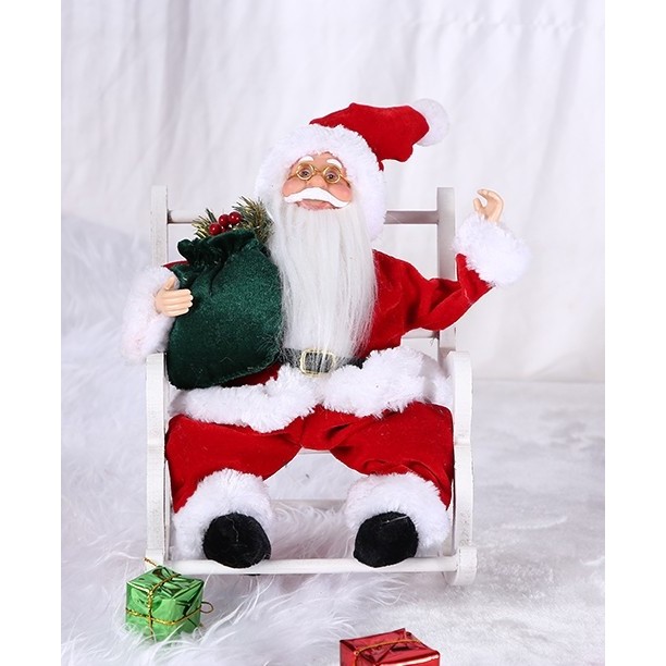 Jucarie decorativa, , Mos Craciun, 30 cm x 18 cm, grosime 18 cm, lana, tesatura de plus, poliester, interior/exterior [3]