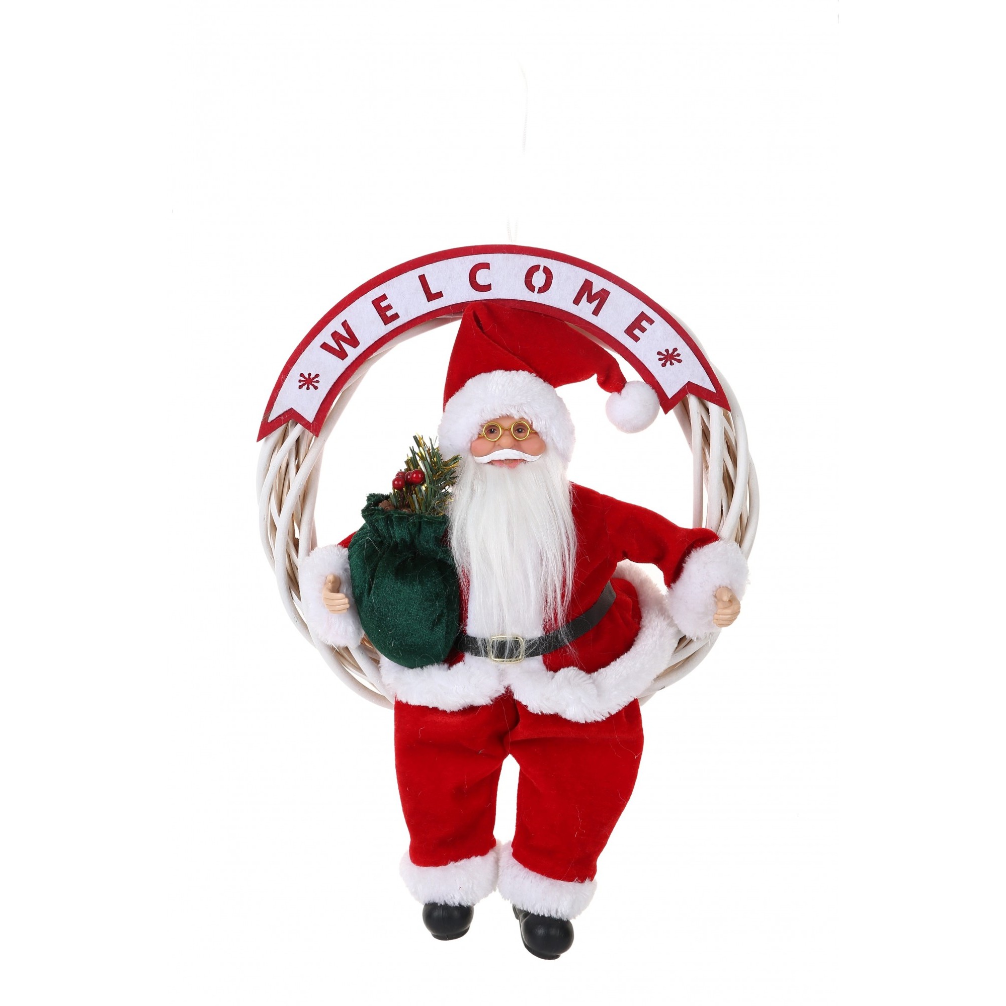 Figurine Decorative Craciun - Jucarie decorativa, , Mos Craciun, 40 cm x 27 cm, grosime 12 cm, lana, tesatura de plus, poliester, interior/exterior