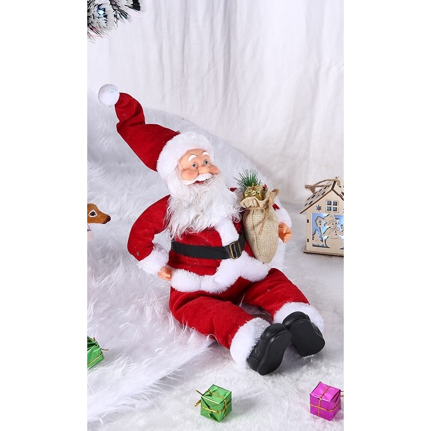 Jucarie decorativa, , Mos Craciun, 55 cm x 23 cm, grosime 25 cm, lana, tesatura de plus, poliester, interior/exterior [3]