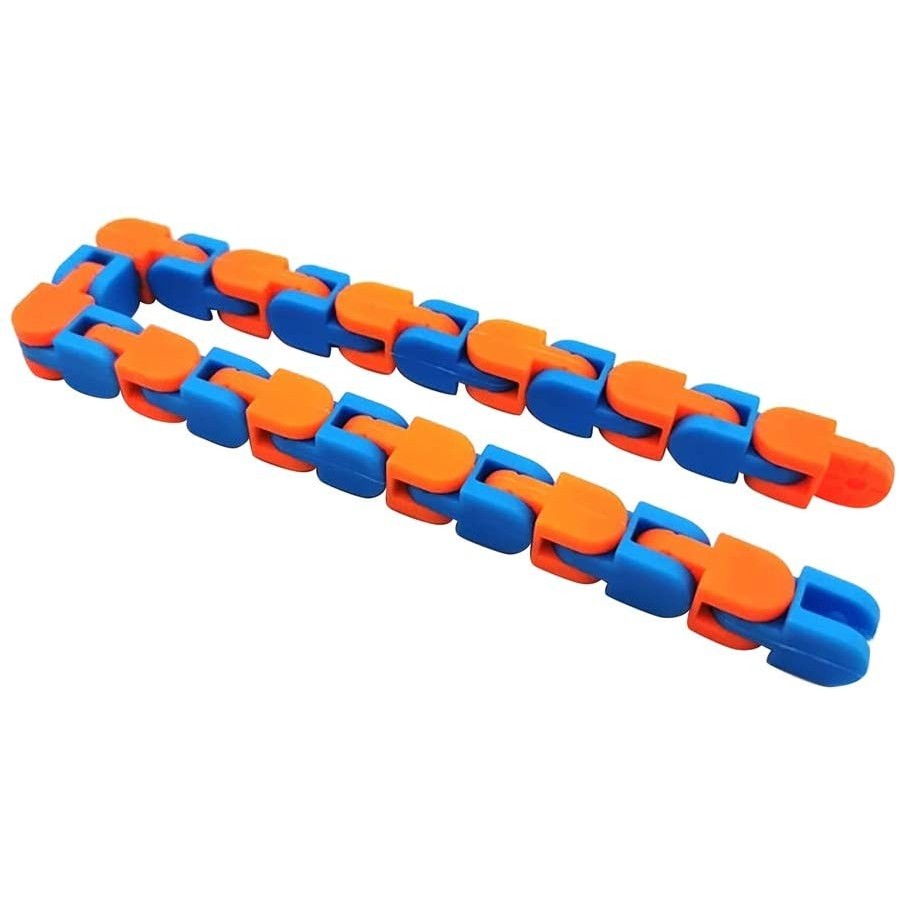 ✨TOATE PRODUSELE✨ - Jucarie Senzoriala Antistres, , Fidget Toys, Puzzle de Imbinat Tip Sarpe, 24 Piese, +3 Ani, Portocaliu/Albastru